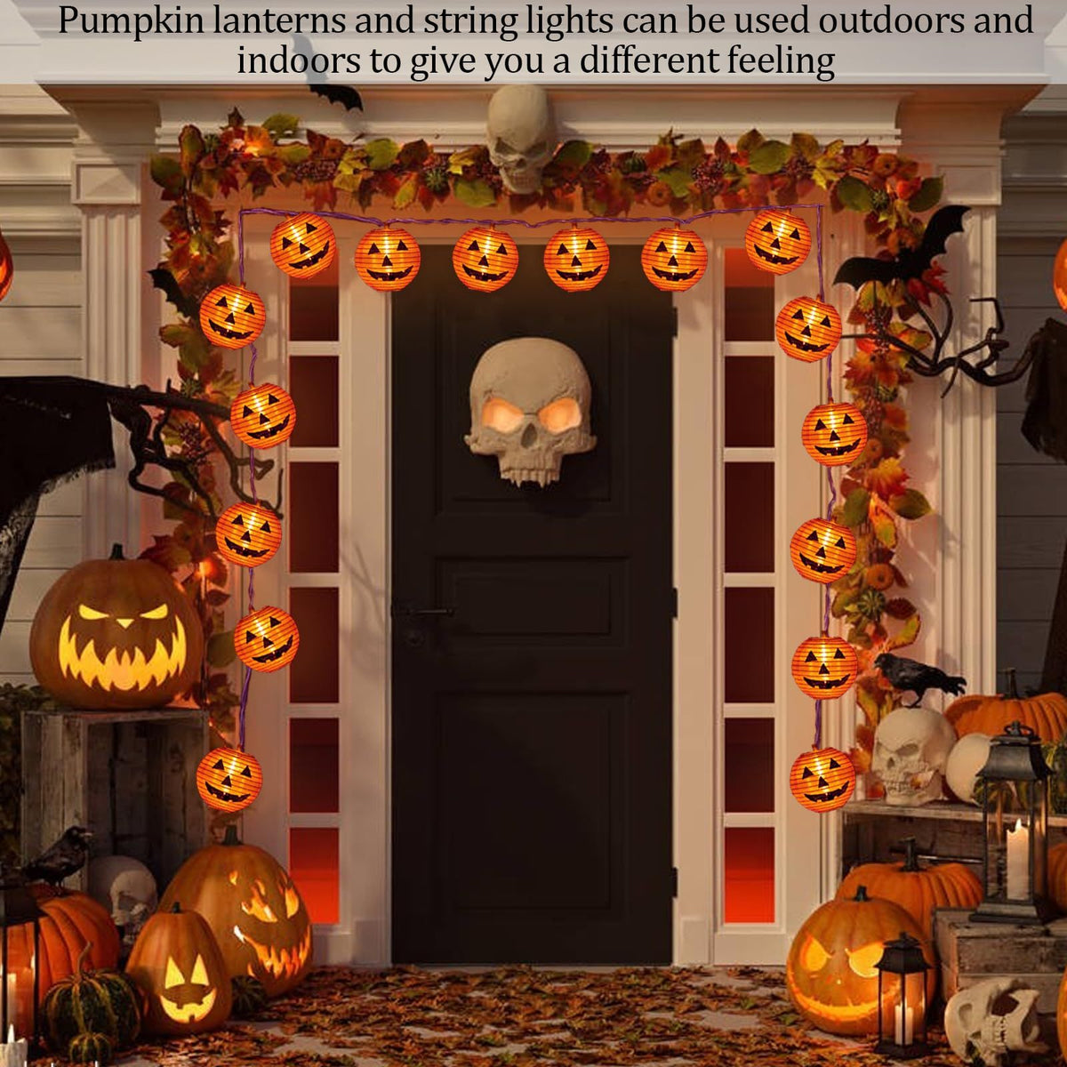 Fall and Halloween Decorations 1.5 meters with 10 lights Halloween String Lights with Lantern Plug in Outdoor Used for Window