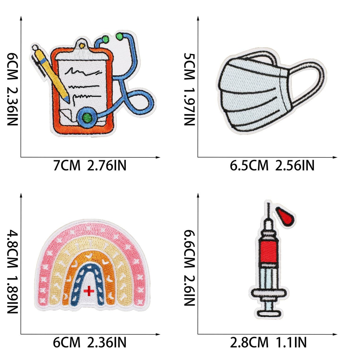 15Pcs Assorted Nurse Embroidered Patches Cute Medical Nursing Sew Iron on Applique Decorative Repair Patch Emblem Nurse's Day