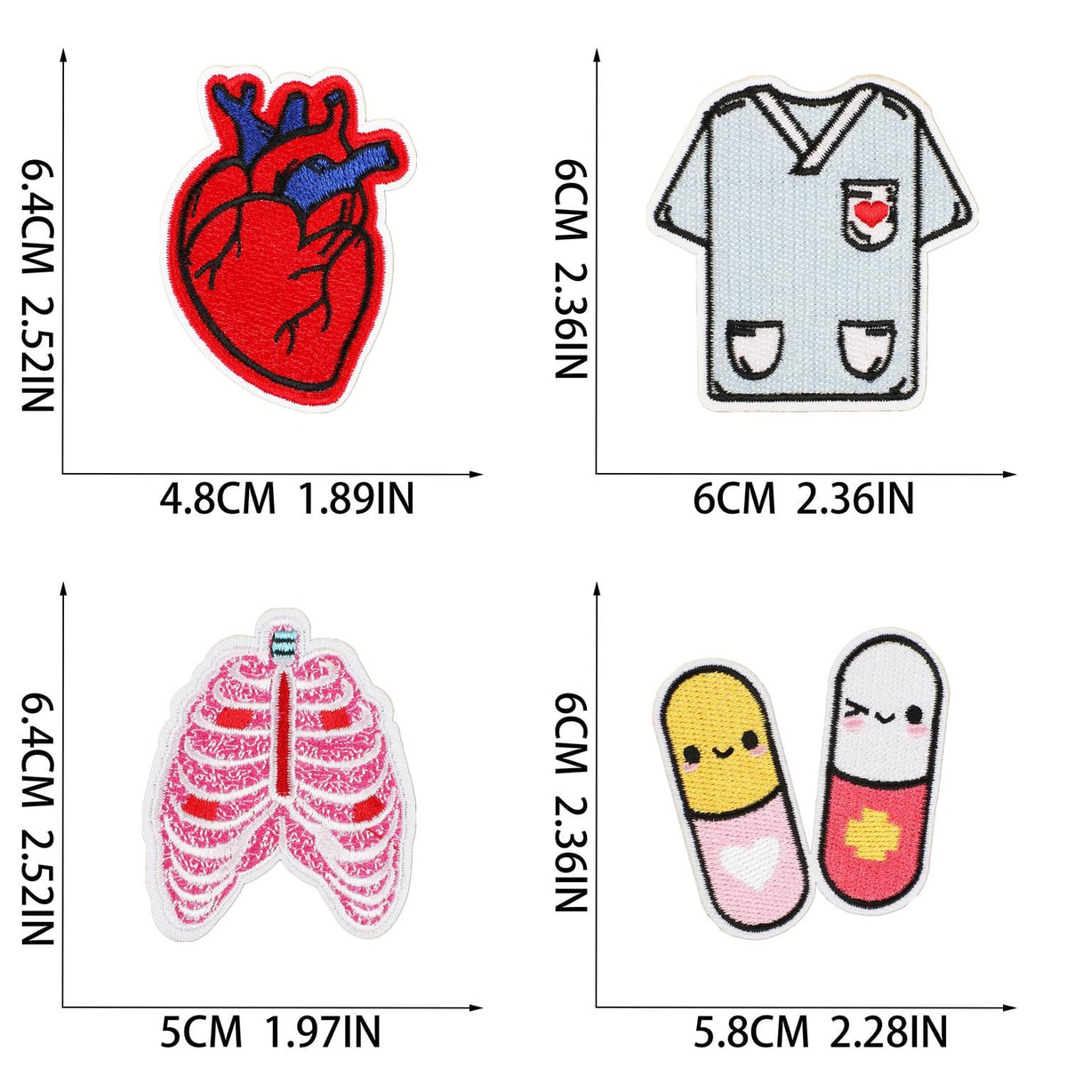15Pcs Assorted Nurse Embroidered Patches Cute Medical Nursing Sew Iron on Applique Decorative Repair Patch Emblem Nurse's Day