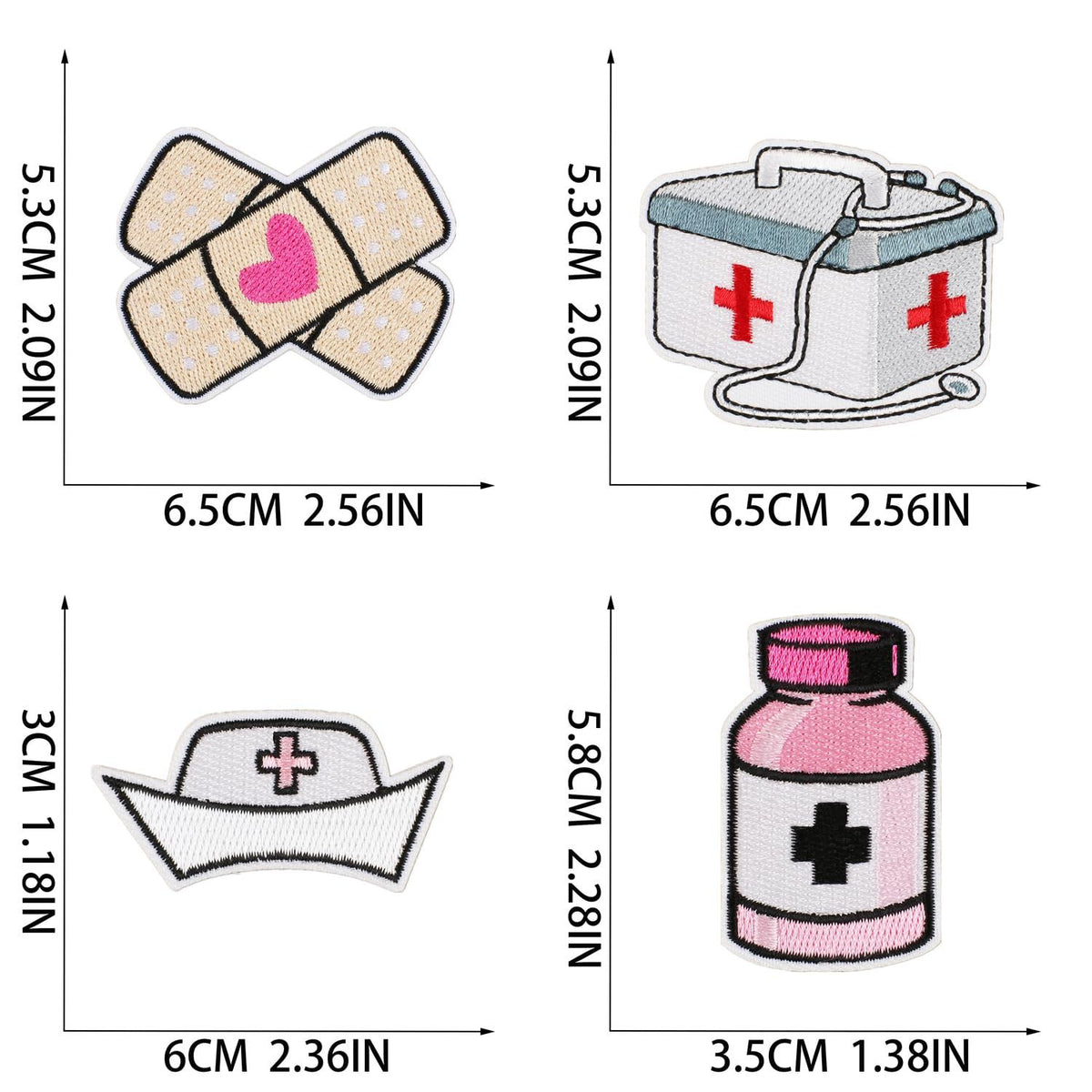 15Pcs Assorted Nurse Embroidered Patches Cute Medical Nursing Sew Iron on Applique Decorative Repair Patch Emblem Nurse's Day