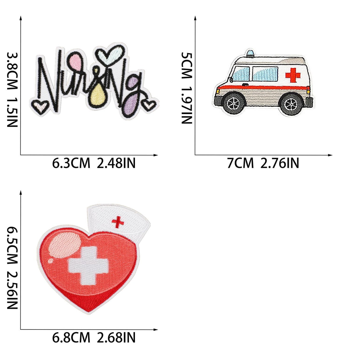 15Pcs Assorted Nurse Embroidered Patches Cute Medical Nursing Sew Iron on Applique Decorative Repair Patch Emblem Nurse's Day