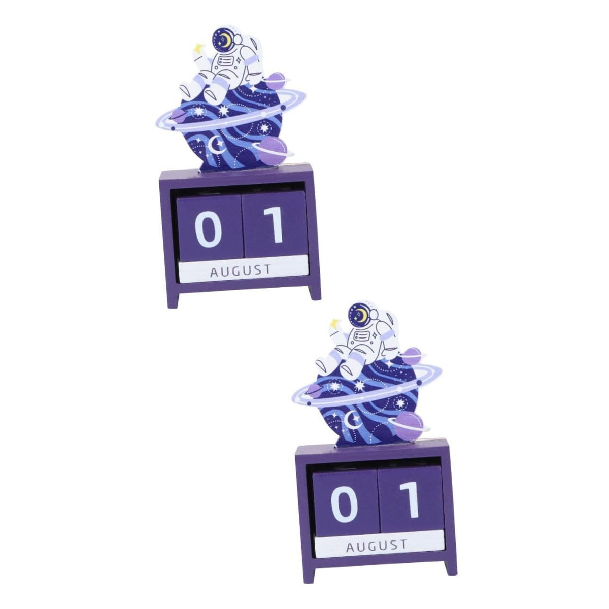 2 Pcs Wooden Calendar Desktop Block Wood Calendar Yule Gifts Tabletop Wooden Advent Calendar Desktop Perpetual Calendar