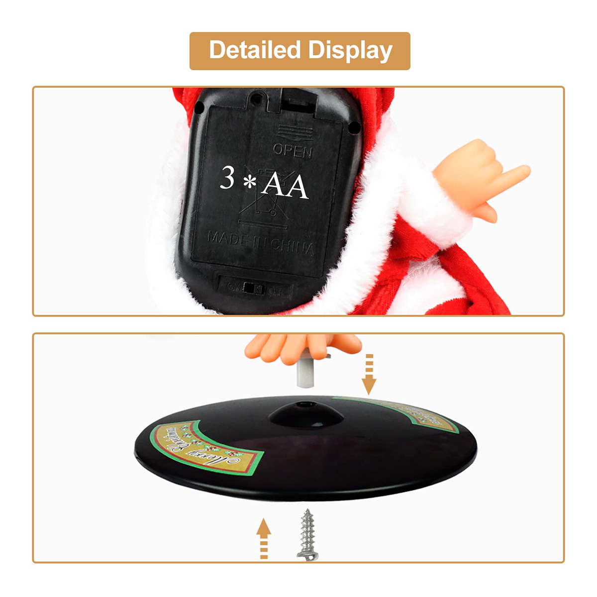 Singing Dancing Santa Claus, Christmas Inverted Rotating Santa Claus Musical Dolls Electric Plush Toy Ornaments Xmas for Kids