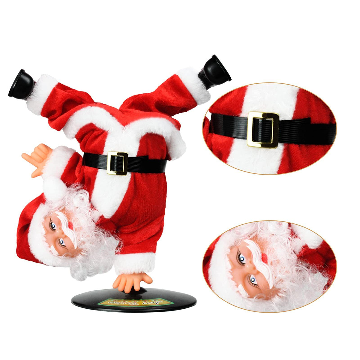 Singing Dancing Santa Claus, Christmas Inverted Rotating Santa Claus Musical Dolls Electric Plush Toy Ornaments Xmas for Kids