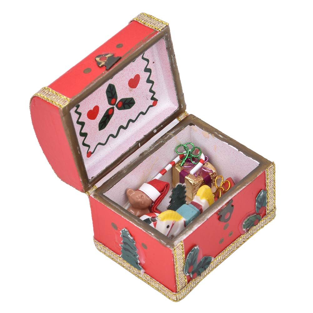 Dollhouse Decoration, 1:12 Mini Dollhouse Decoration Furniture Pocket Christmas Treasure Box Miniature  (Christmas Treasure Box)