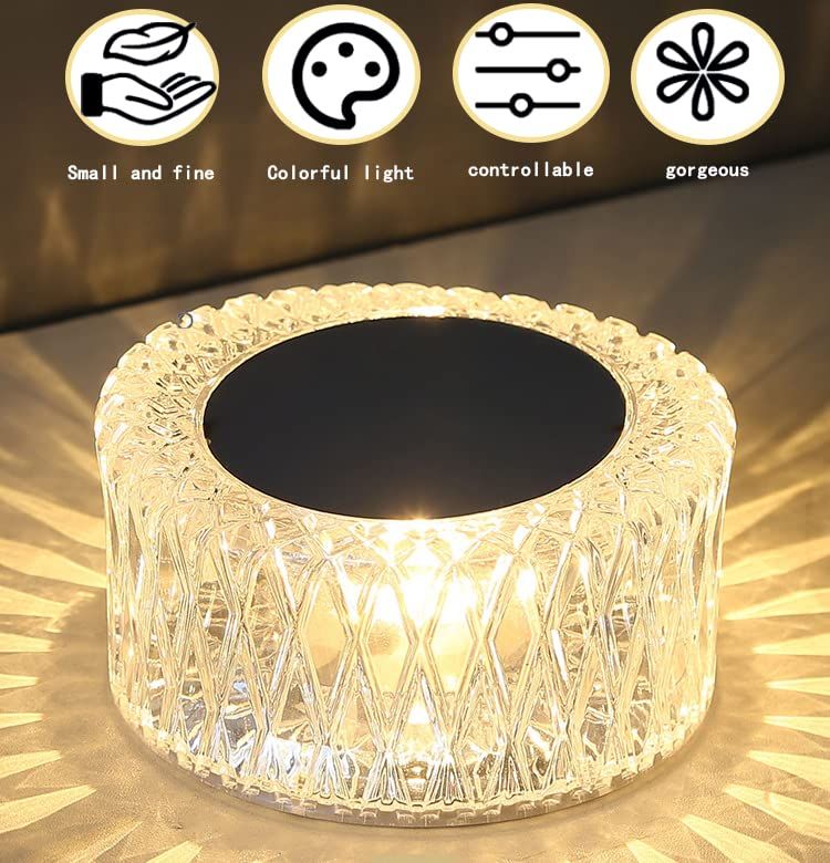 Portable Crystal LED Table Lamp, 3-Levels Brightness Desk Lamp, 3 Color Touch Control Rechargeable Lamp, Night Light, Bedside Lamp