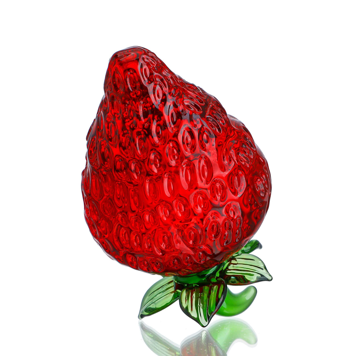 Glass Red Strawberry Figurine Crystal Fruit Collectibles Art Glass Fruits Decoration for Home Office Strawberry Kitchen Decor for Women