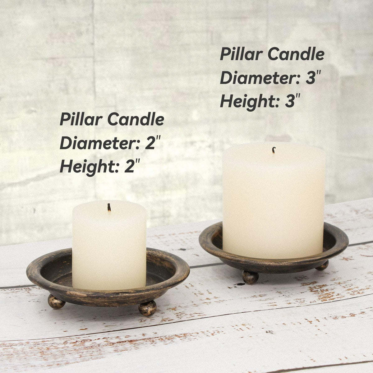 Matte Black Iron Candle Plate, Set of 2, Metal Style Candle Holder for Pillar/Scented/Flameless/Ball Candles, Decorative Candle