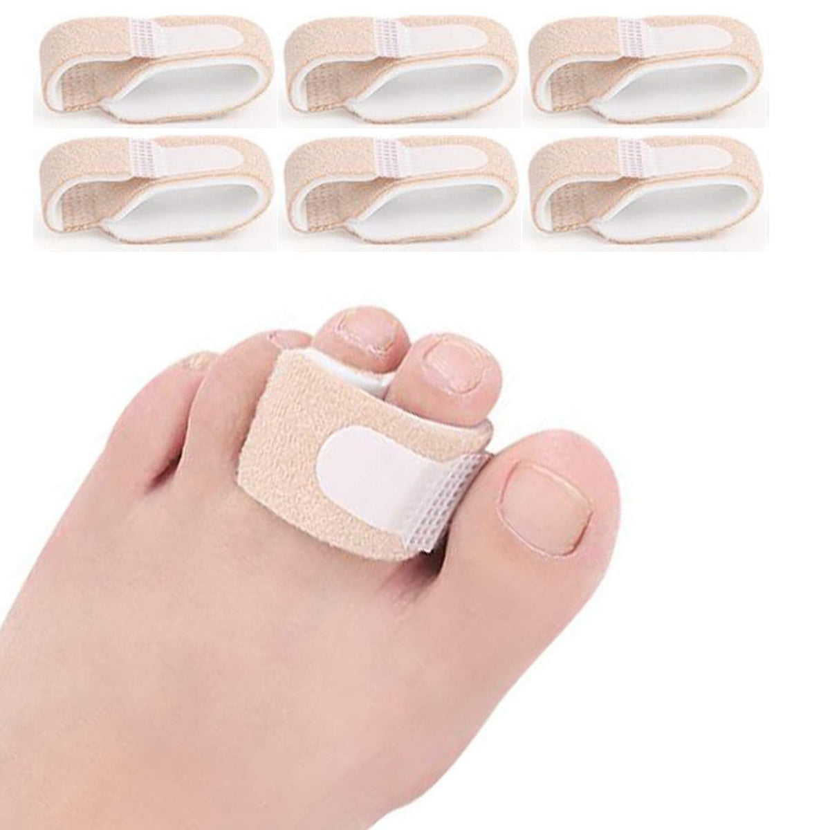6 Pack Fabric Hammer Toe Correctors, Hammertoe Straightener, Reusable Toe Buddy Wrap Protective Broken Toe Wraps