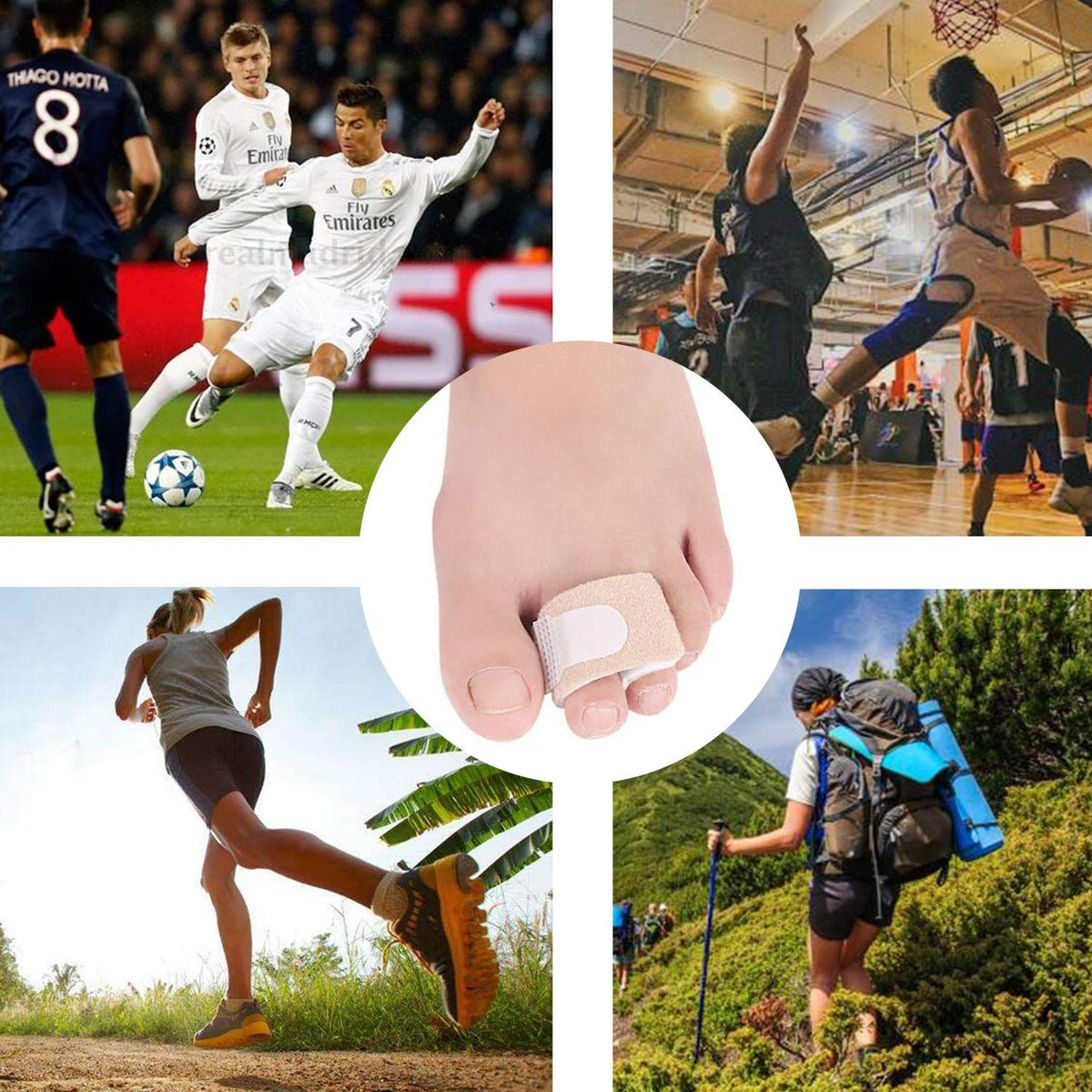 6 Pack Fabric Hammer Toe Correctors, Hammertoe Straightener, Reusable Toe Buddy Wrap Protective Broken Toe Wraps
