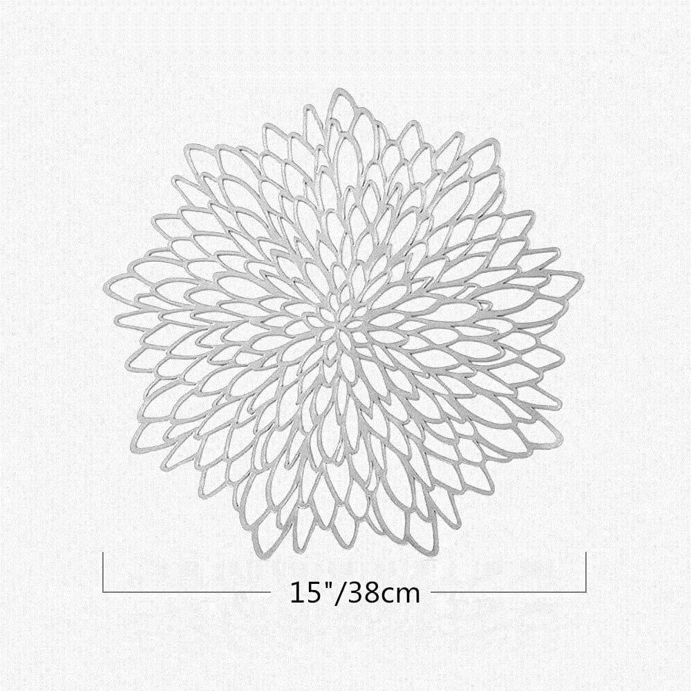 Placemats 15 inch Pressed Vinyl Round Table Mates for Dining Table , Washable and Wipeable Kitchen Place Mat