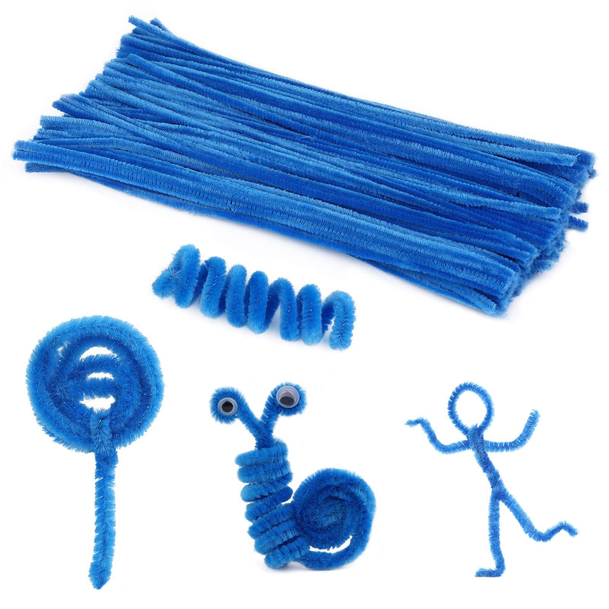 200PCS Pipe Cleaners, Light Blue Pipe Cleaners Chenille Stem, Pipe Cleaners Craft Supplies for DIY Arts Crafts Project