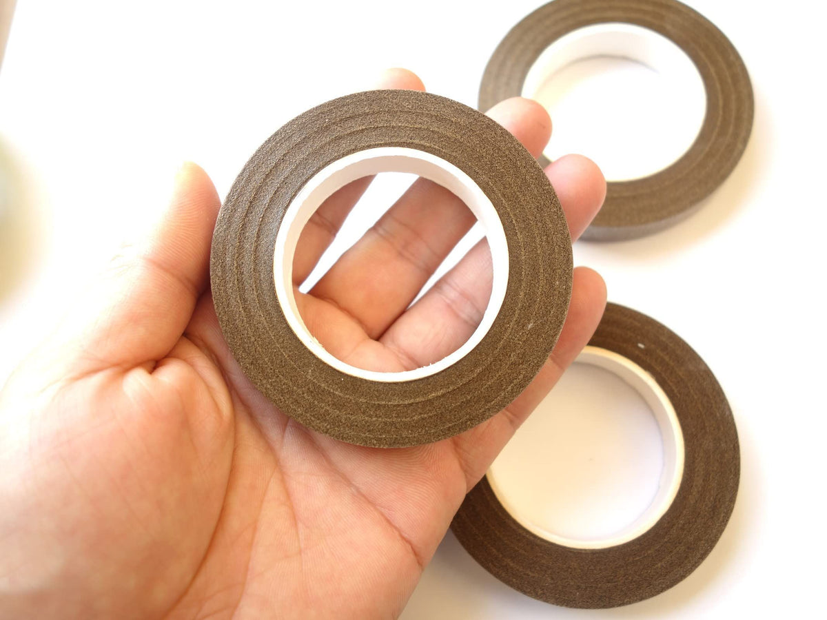 Floral Tape 0.43 inch Flower Tape Brown Floral Tape for Bouquets Floral Arranging Stem Wrap Craft (Brown, 22yards)