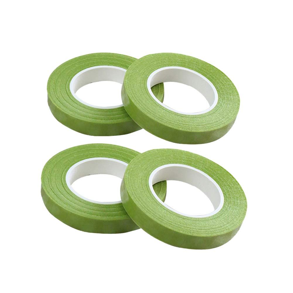 4 Pieces Floral Tape Stem Wrap 1/2 Inch x 22 Yards Flower Tape for Bouquet Stem Wrapping and Crafts-No-Stick(Bright Green)