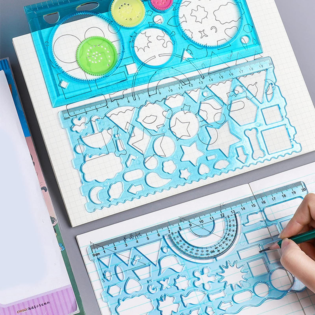 7pcs Geometric Drawings Templates Measuring Geometry Rulers for Design Architecture Office Studying Designing