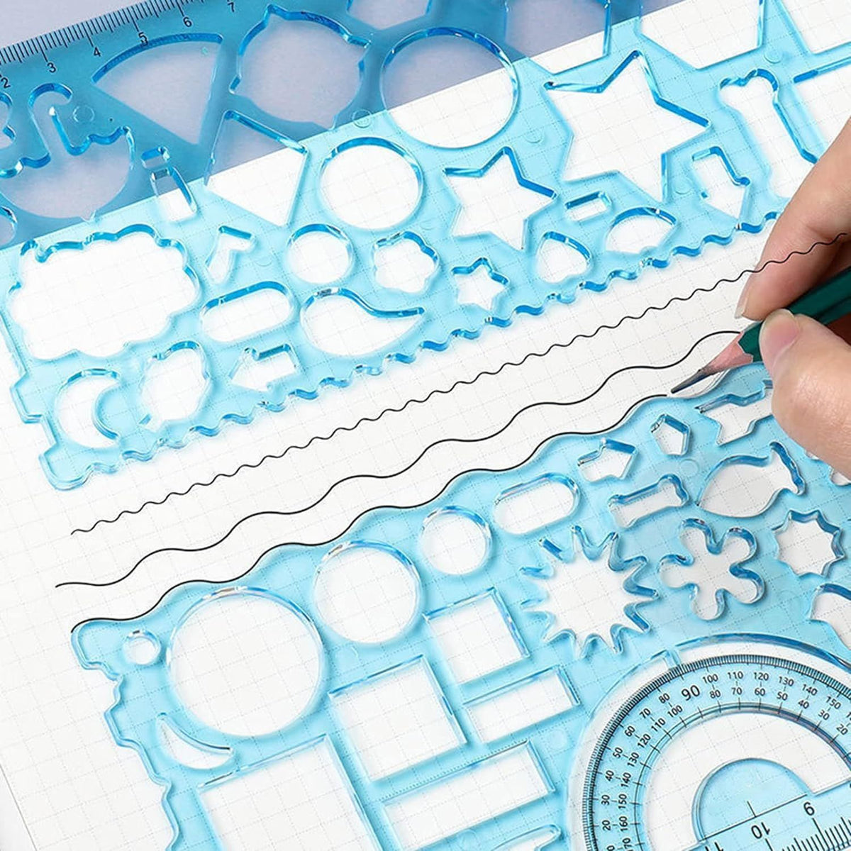 7pcs Geometric Drawings Templates Measuring Geometry Rulers for Design Architecture Office Studying Designing