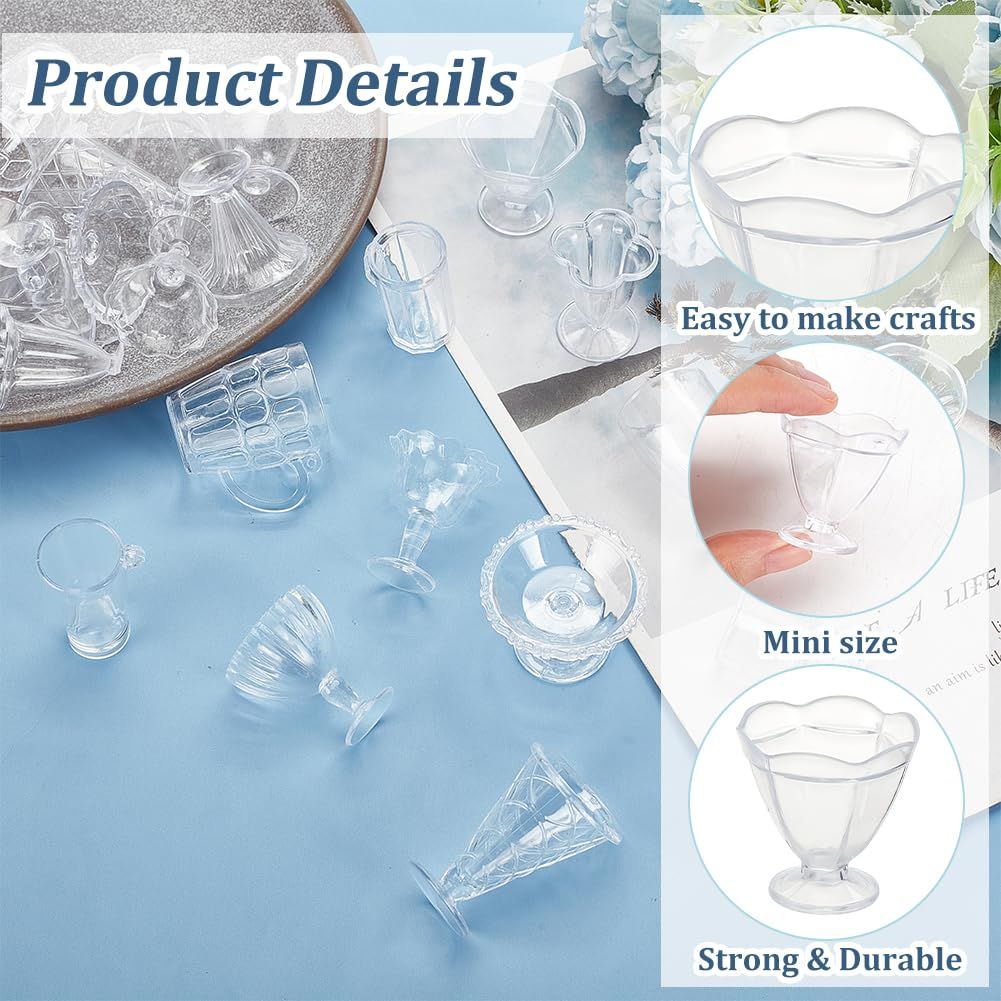 24pcs Mini Cups Keychain Kit Miniature Simulation Plastic Resin Cup Dollhouse Miniature Tableware Pendant Charm for DIY Keychain