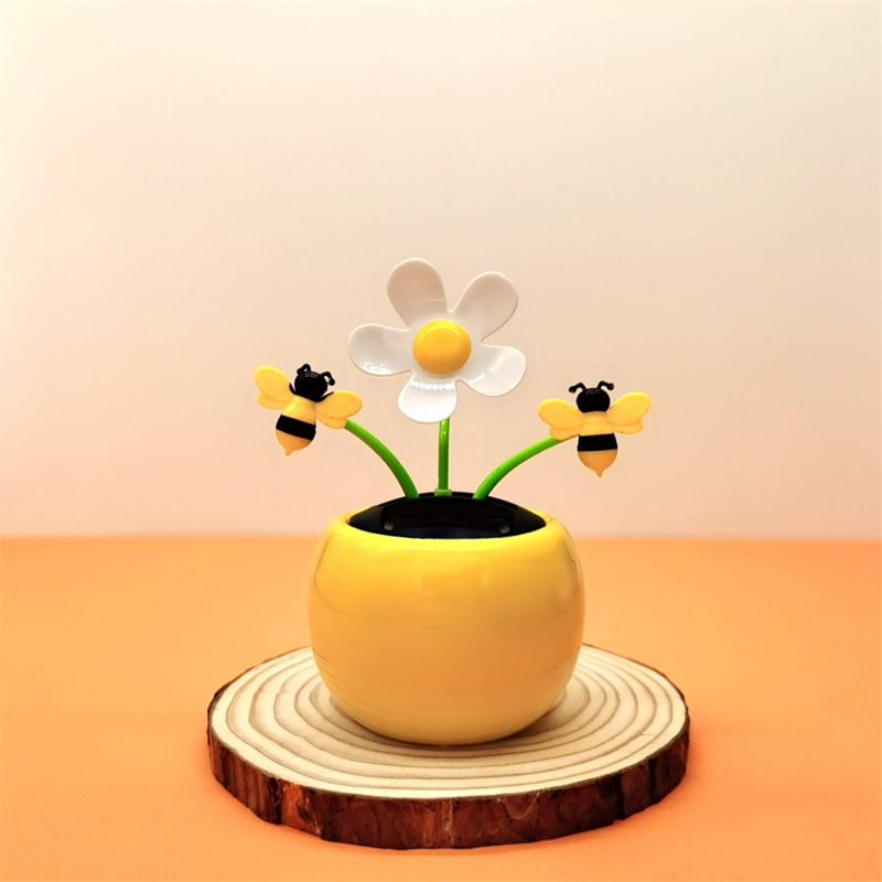 Apple Blossom Solar Dancing Flower Sunflower Toys，Car Swinging Dancing Toy Car Windowsill Decoration Honey Bee Swing Toys
