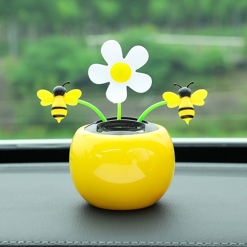 Apple Blossom Solar Dancing Flower Sunflower Toys，Car Swinging Dancing Toy Car Windowsill Decoration Honey Bee Swing Toys