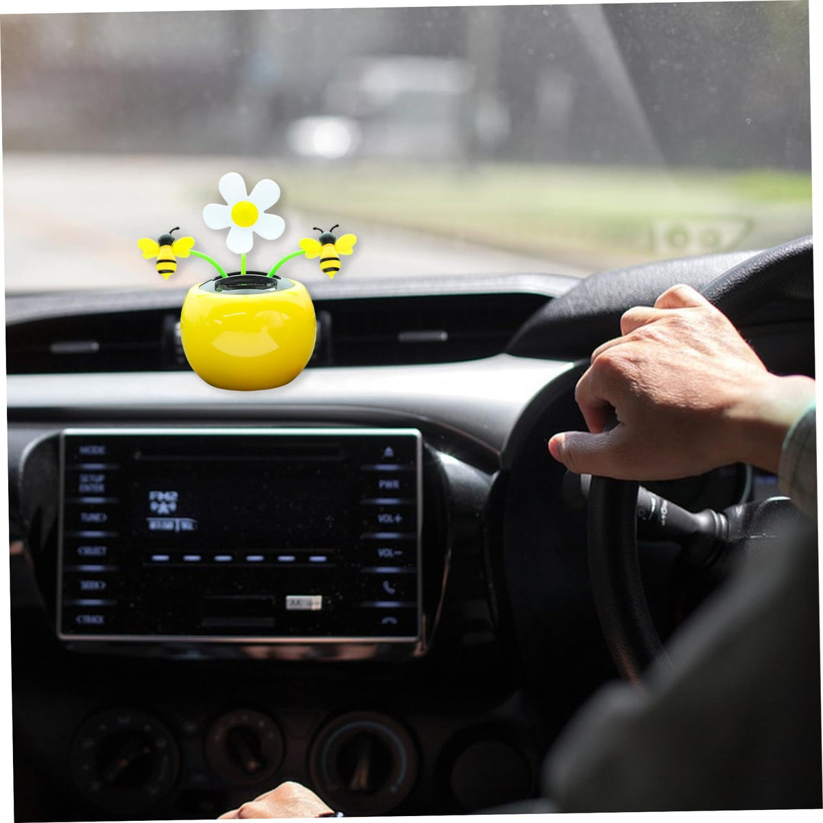 Apple Blossom Solar Dancing Flower Sunflower Toys，Car Swinging Dancing Toy Car Windowsill Decoration Honey Bee Swing Toys