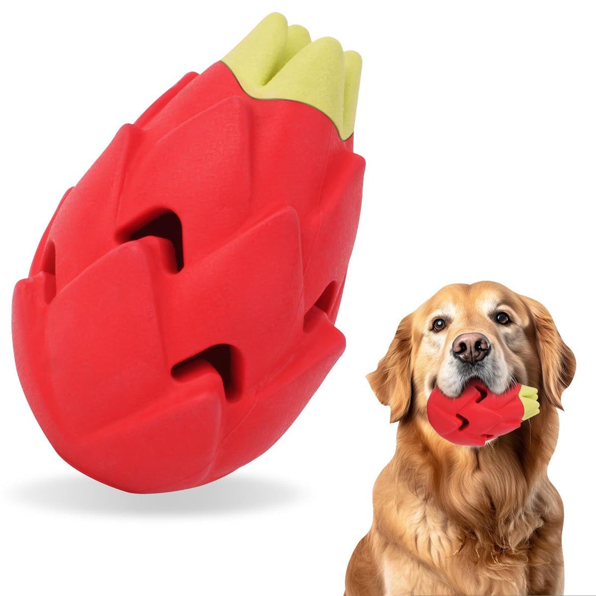 Dog Chew Toys for Aggressive Chewers, Indestructible Tough Durable Interactive Treat Dispenser Dog Toys, Puppy Teething Toys  Red