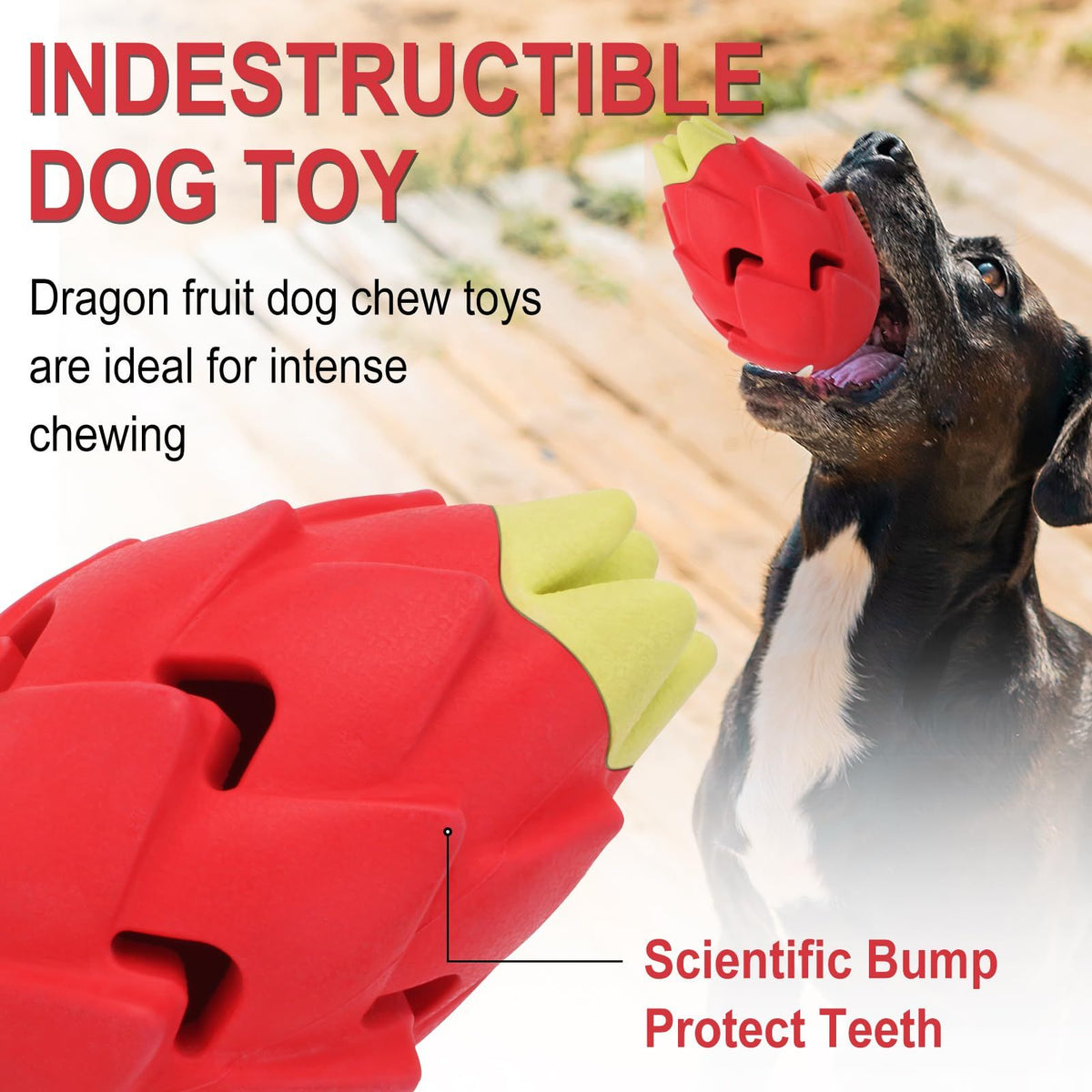 Dog Chew Toys for Aggressive Chewers, Indestructible Tough Durable Interactive Treat Dispenser Dog Toys, Puppy Teething Toys  Red