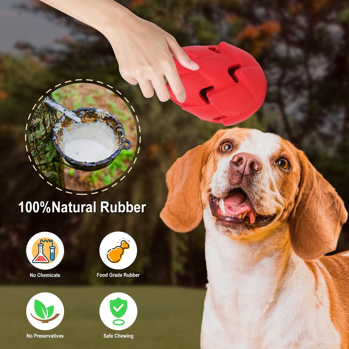 Dog Chew Toys for Aggressive Chewers, Indestructible Tough Durable Interactive Treat Dispenser Dog Toys, Puppy Teething Toys  Red