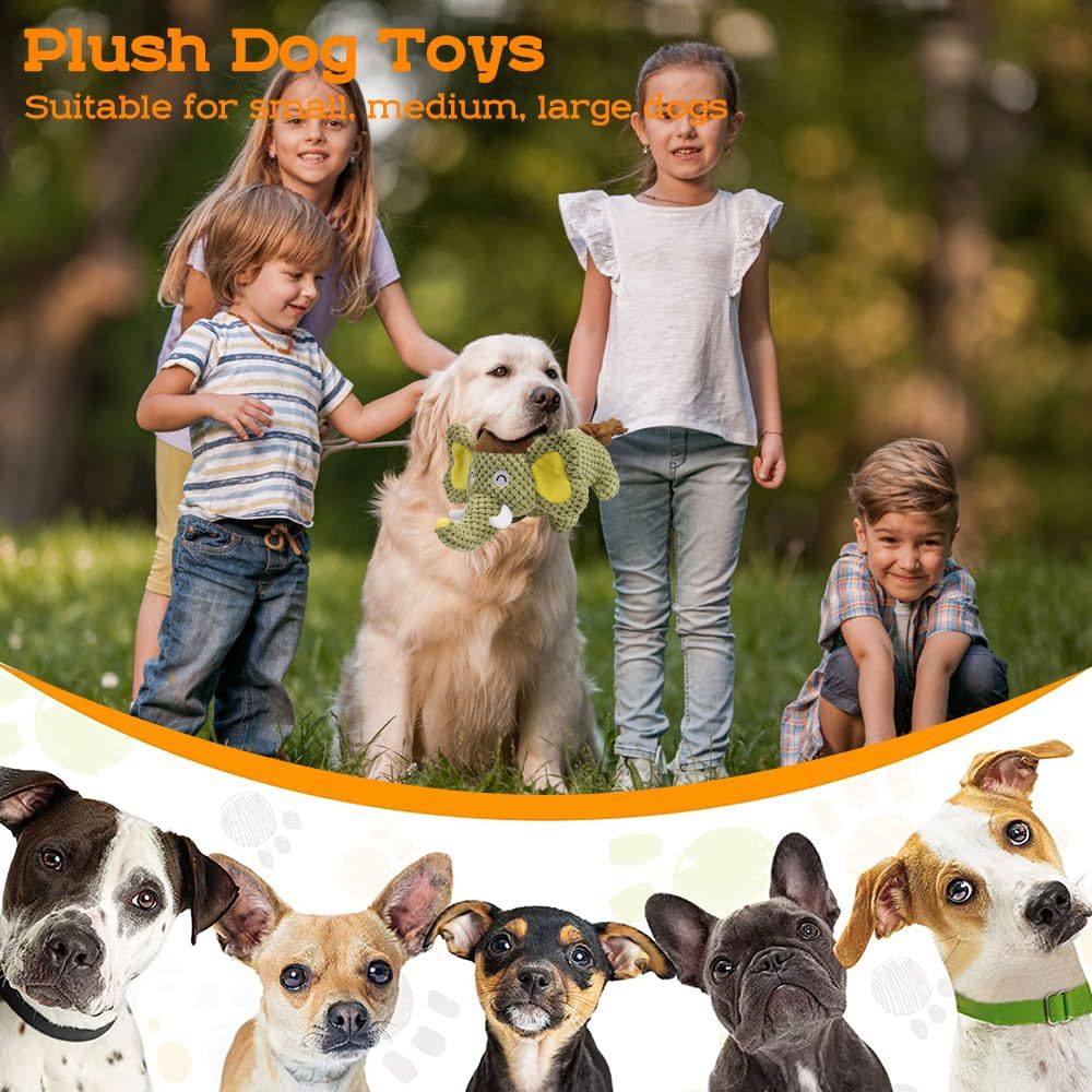 Dog Plush Toy Squeaky Dog Toy Indestructible Stuffed Dog Toy Dog Teething Toy Fun for Indoor Puppies and Senior Pups, Plush