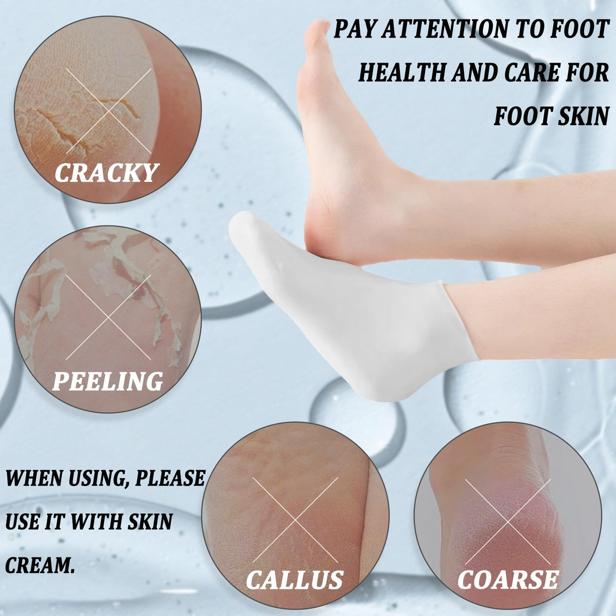 Silicone Moisturizing Socks Spa Pedicure Silicone Socks Foot Care Soft Gel Socks Anti Slip Beach Protective Socks(1 Pair White)