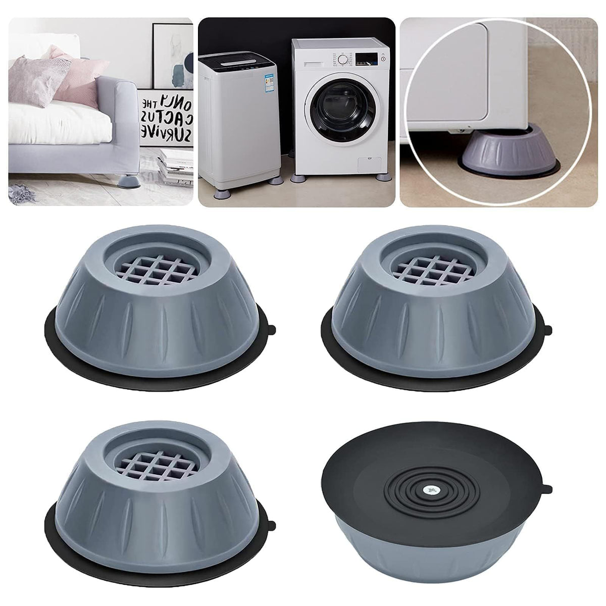 4pcs Universal washing machine foot pad, anti slip, shockproof, noise reducing, moisture-proof, foot pad, furniture, refrigerator