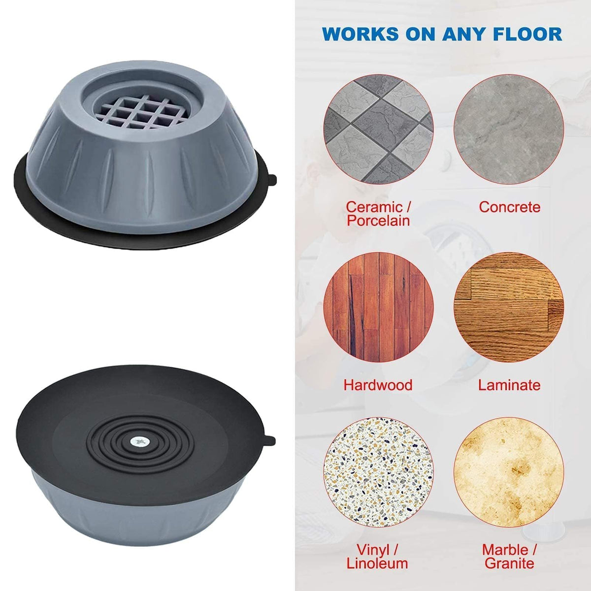 4pcs Universal washing machine foot pad, anti slip, shockproof, noise reducing, moisture-proof, foot pad, furniture, refrigerator
