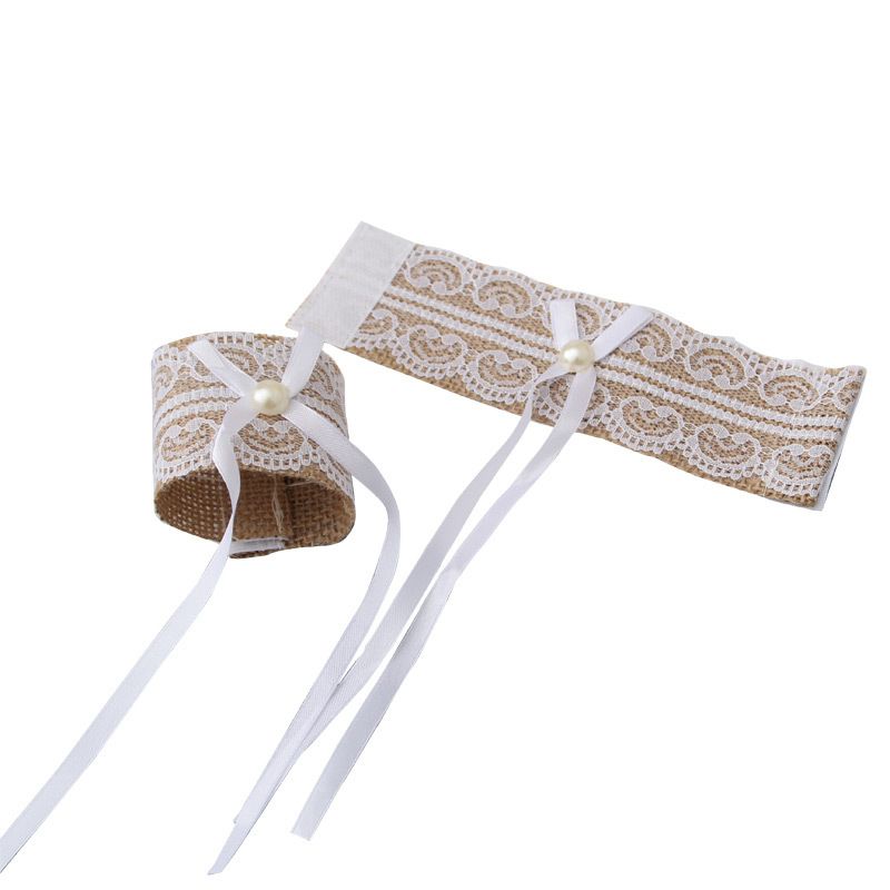 2pcs Set Lace Napkin Ring Buckle Wedding Table Chair Buckle  Napkin Ring for Wedding Banquet Party Decoration, Beige