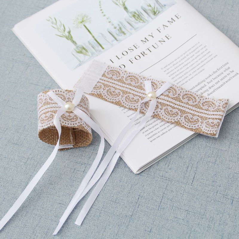 2pcs Set Lace Napkin Ring Buckle Wedding Table Chair Buckle  Napkin Ring for Wedding Banquet Party Decoration, Beige
