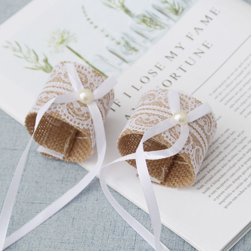 2pcs Set Lace Napkin Ring Buckle Wedding Table Chair Buckle  Napkin Ring for Wedding Banquet Party Decoration, Beige