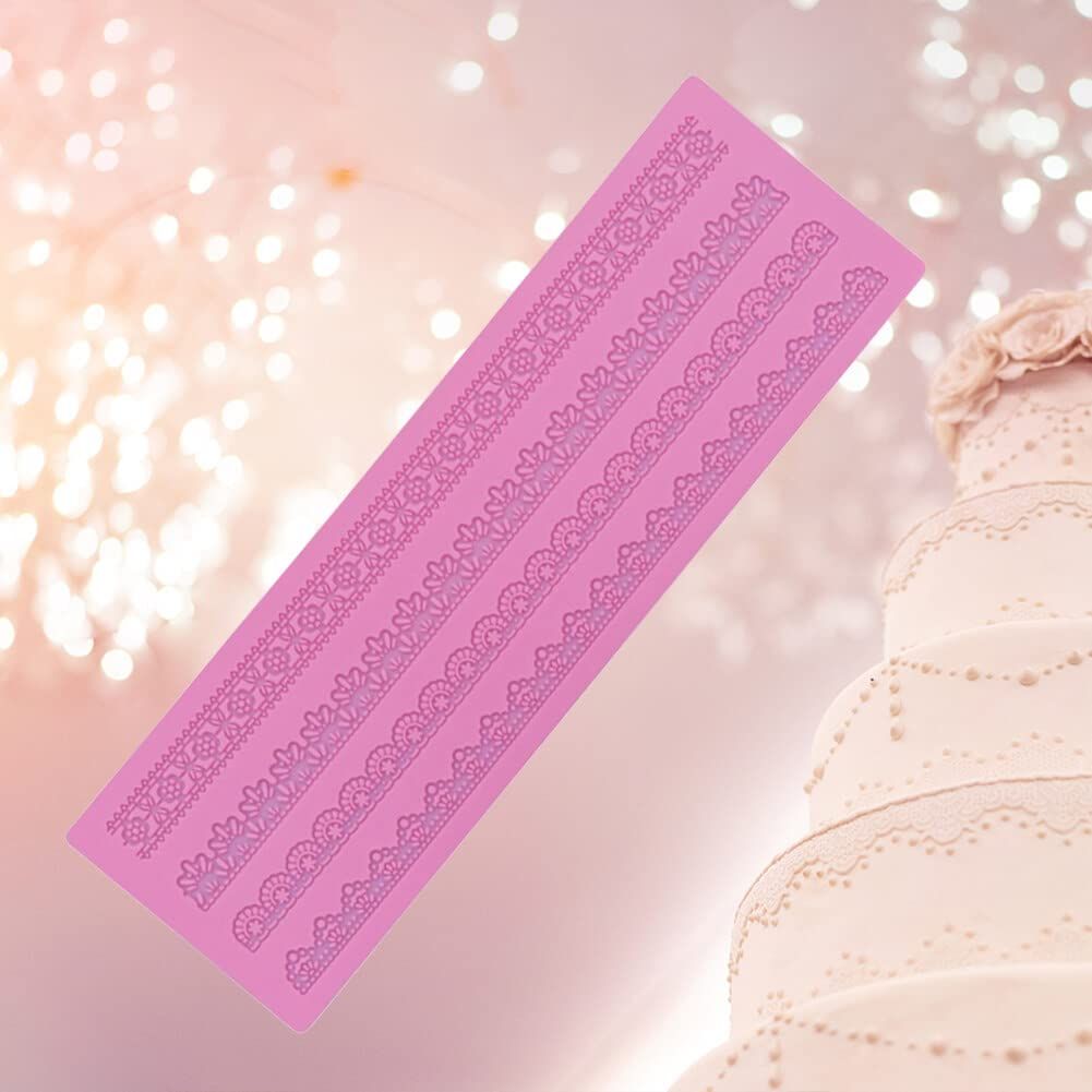 Flower print lace mold, border lace pad, wedding cake decoration tool, reusable paper cupcake pad, silicone mold