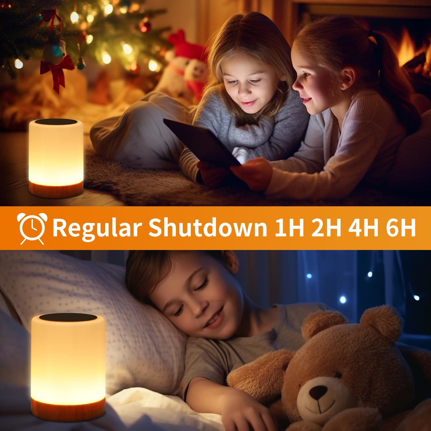 Touch Bedside Table Lamp, USB Rechargeable Desk Lamp, Remote Control Dimmable Night Light with RGB Color Changing
