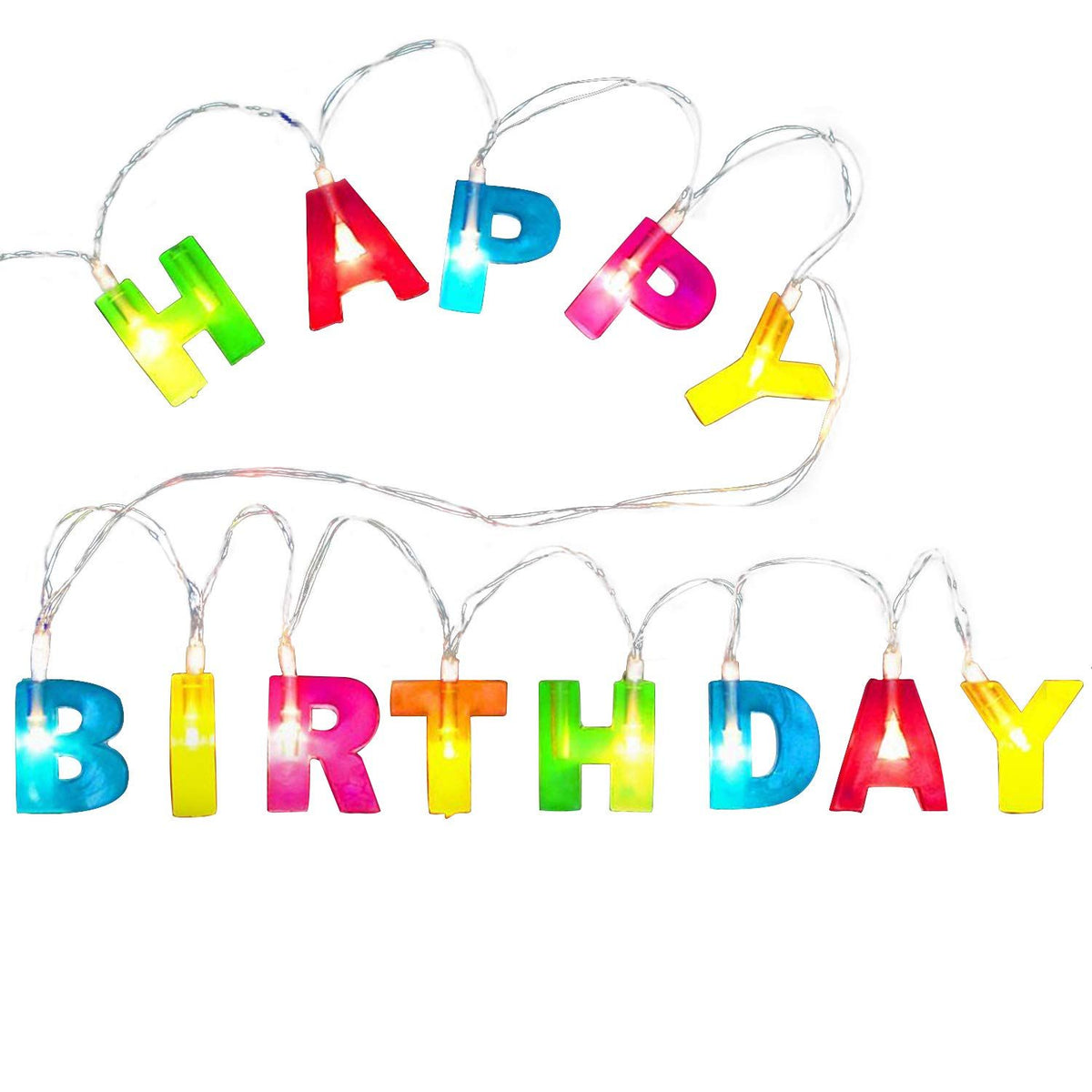 Novelty Place Happy Birthday LED String Lights, Multicolor Light Up Letter Birthday Party Hanging Decorations
