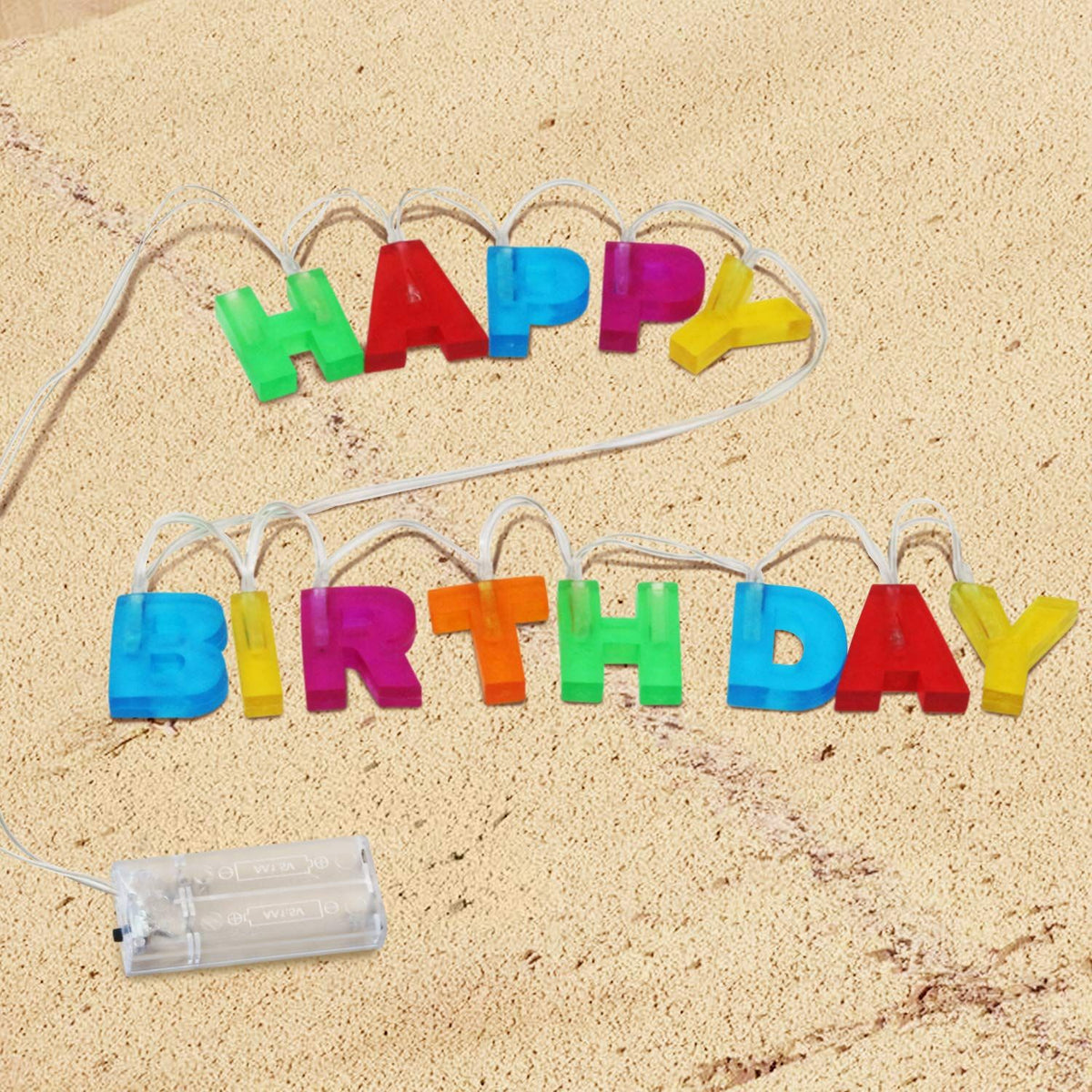 Novelty Place Happy Birthday LED String Lights, Multicolor Light Up Letter Birthday Party Hanging Decorations
