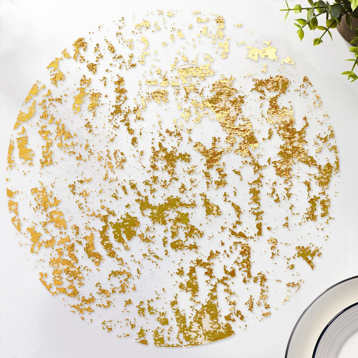 12 Pcs  Gold Round Placemats Metallic Glitter Gold Foil Mesh Decorative Table Mates Gold for Wedding (13 Inch)