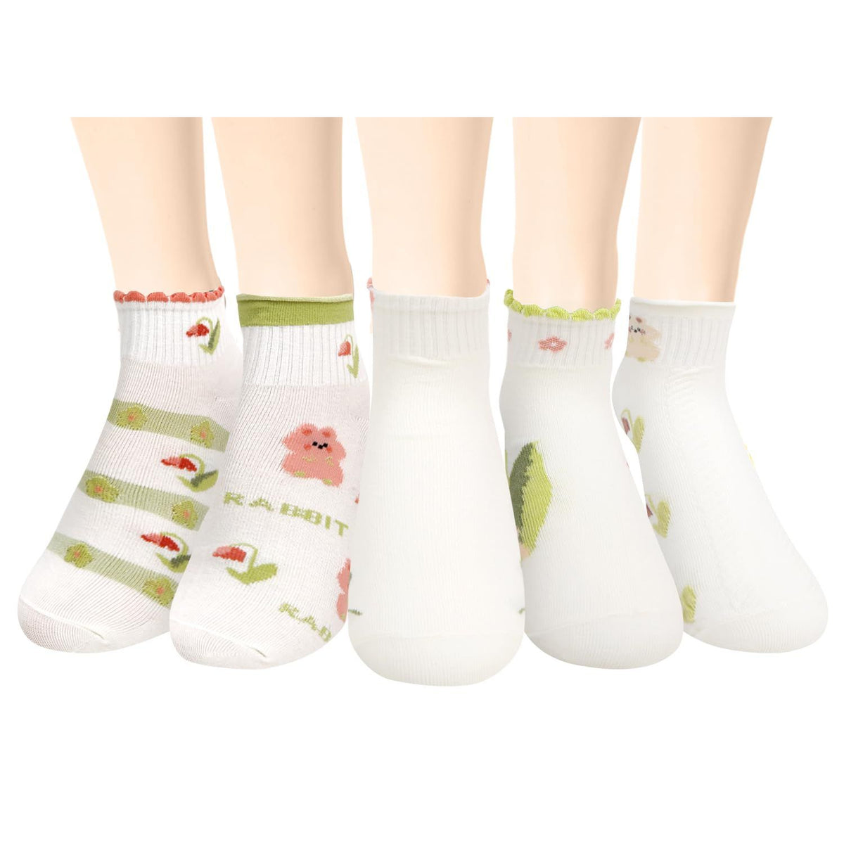 5pcs Women Fun Animal No Show Socks Non Slip Girls Cute Cat Short Socks Novelty Colorful Patterned Low Cut Socks Mom Gifts