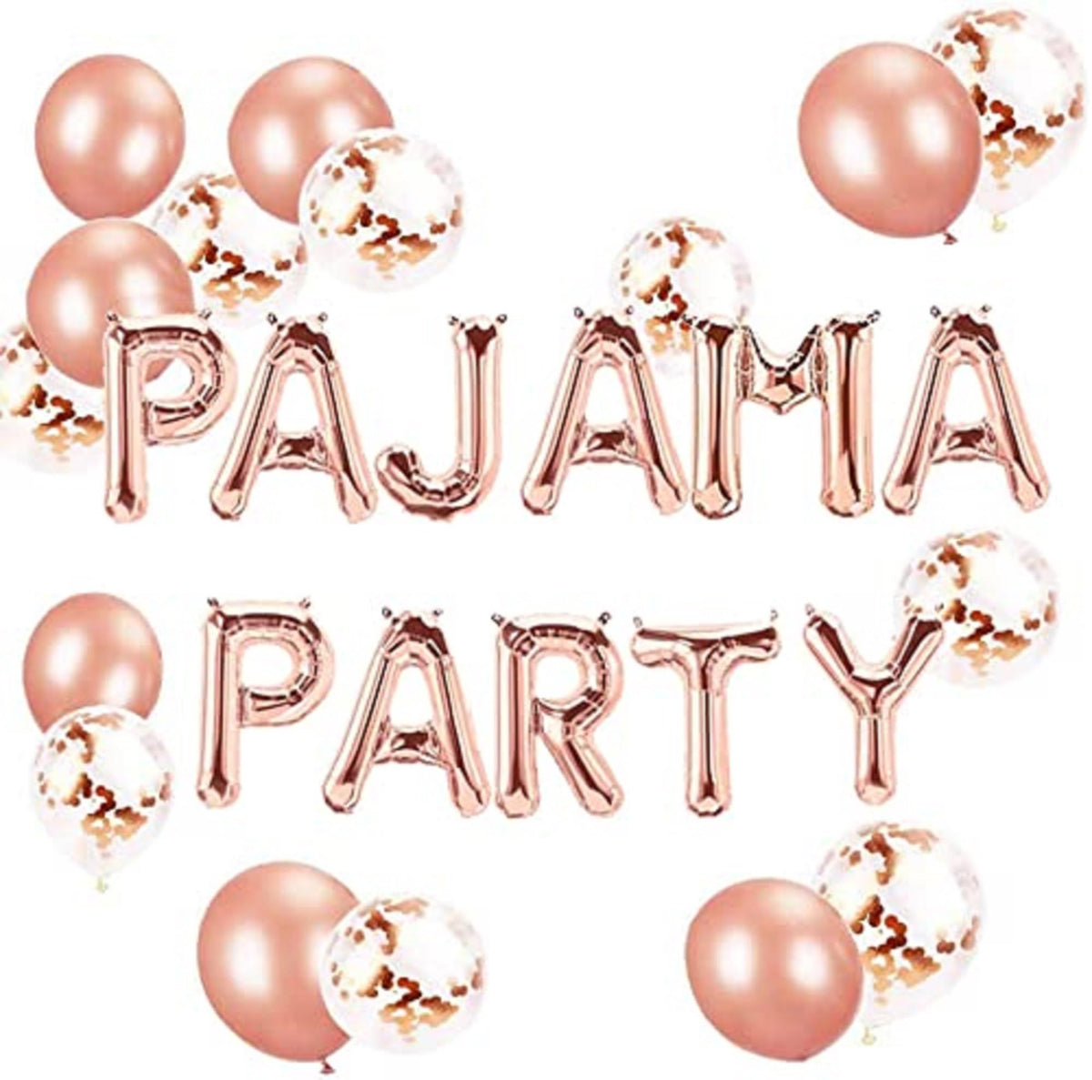 Set of 11 Rose Gold PARTY Balloons Banner Pajama Party Decor Party Spa Party Balloons Pajama Party Theme Balloon