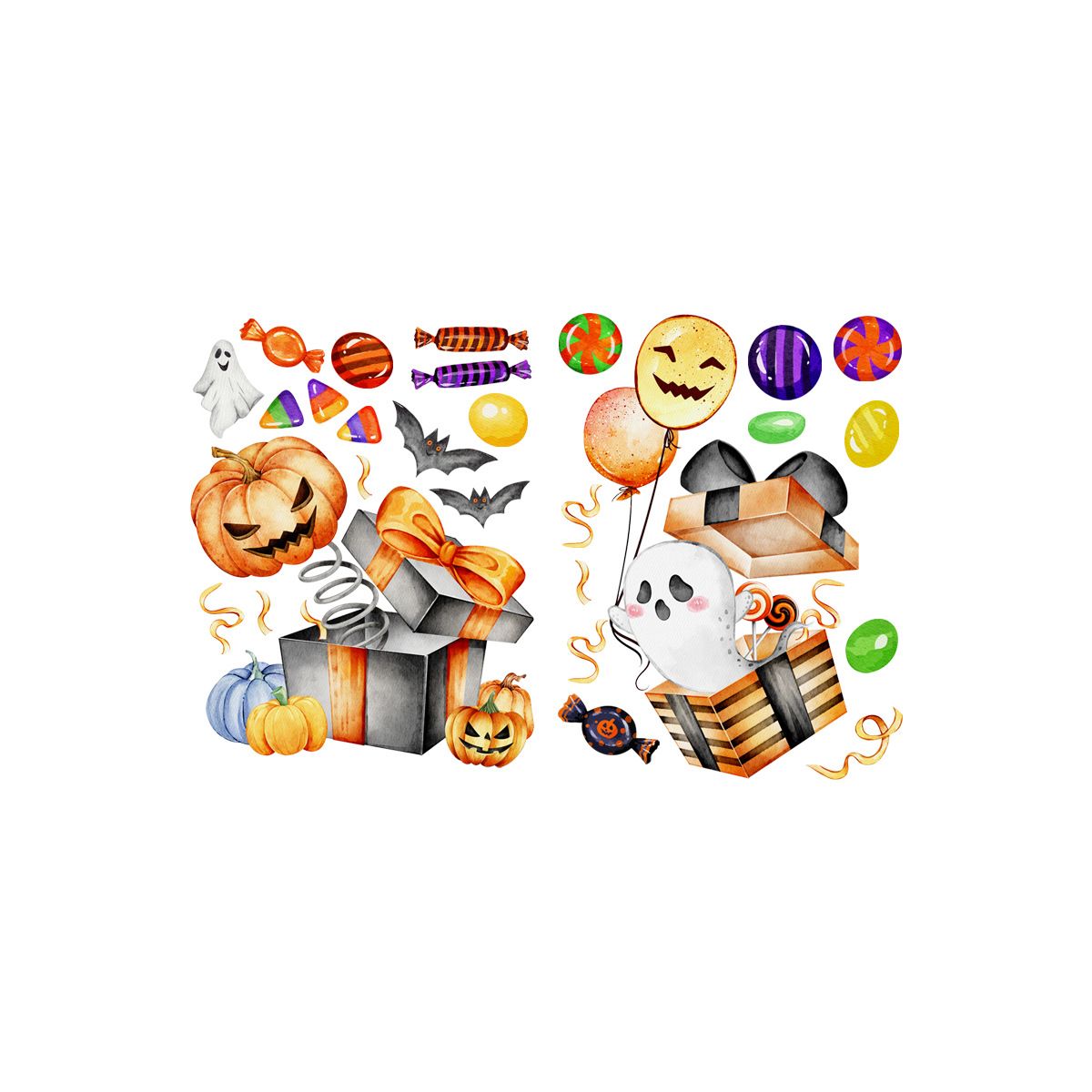 Wall Stickers  Funny Halloween Pumpkins Cute Vintage Decorations Removable Real Size Vinyl Colorful Wall Decals