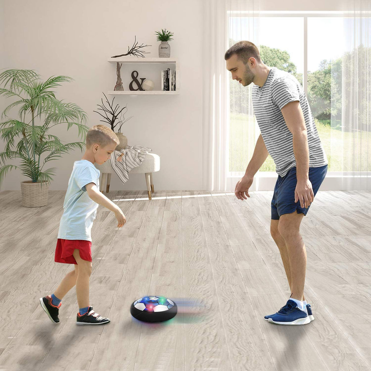 Hover Soccer Ball Boy Toy, Air Power Floating Hover Soccer with LED Light & Soft Foam Bumper, Kids Training Soccer Ball Indoor