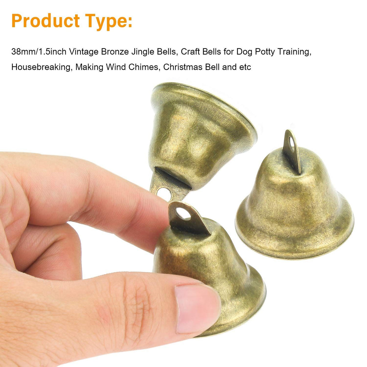 40 Pieces 38mm/1.5inch Vintage Jingle Bells Bronze Tone Bells Brass Bell Hangings for Christmas Wind Chimes Making Crafts