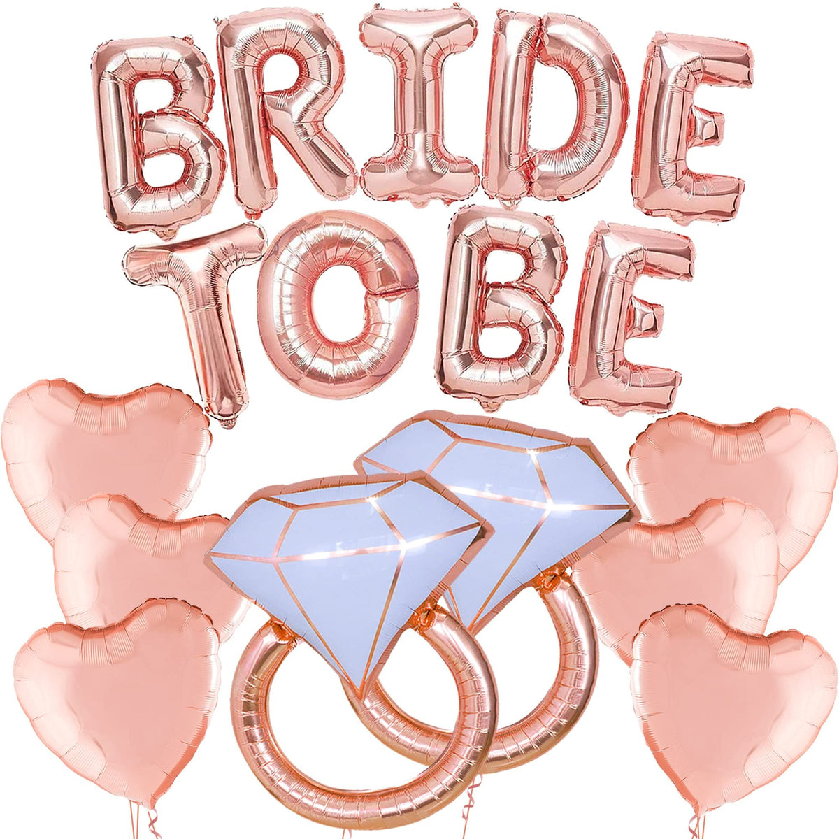 Rose Gold Bride To Be Balloons - Pack of 17 | Bride To Be Decorations | Bride Balloons for Bachelorette Party Decorations
