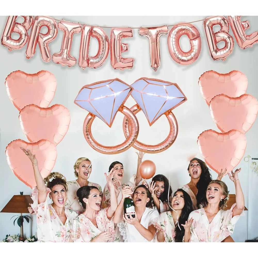Rose Gold Bride To Be Balloons - Pack of 17 | Bride To Be Decorations | Bride Balloons for Bachelorette Party Decorations
