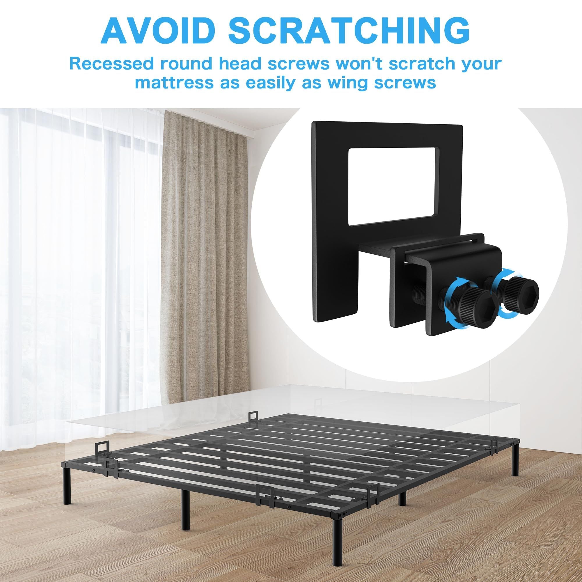 Non Slip Mattress Gaskets for Bed Frame, 6 pcs Mattress Holder in Place Gripper, Anti-Slip Baffle Fit for Metal Bed Frames, Black