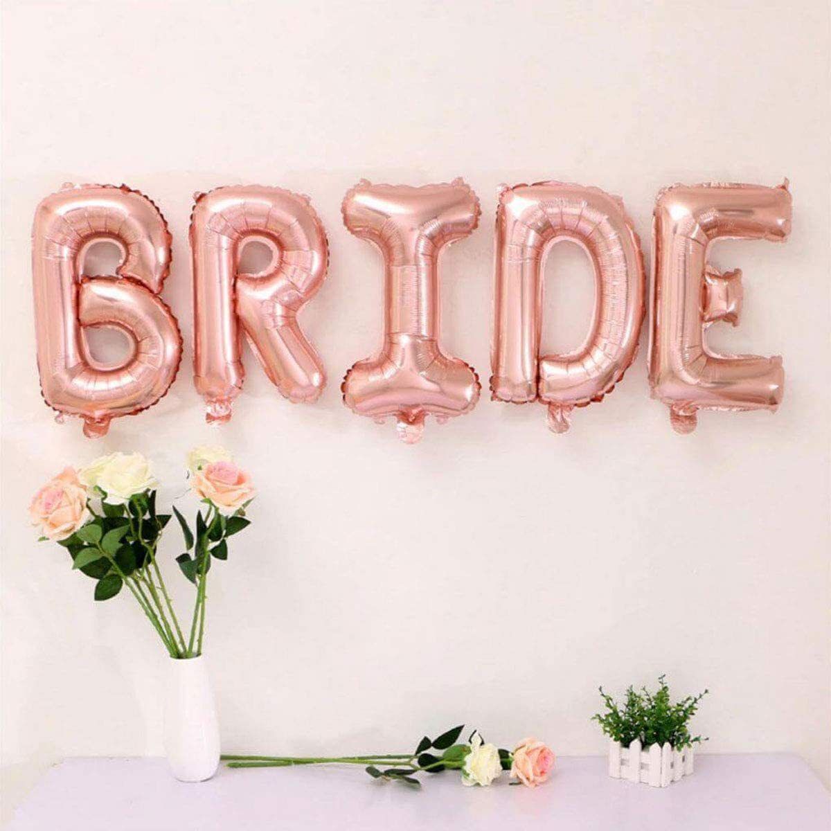Bachelorette Party Decorations - Bride to Be Balloon Kit - Rose Gold - 16" BRIDE TO BE Foil Balloons + 10 Rose Gold Latex Balloons