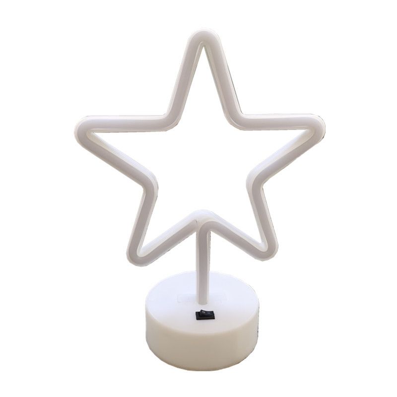 Warm White Star Shaped LED Neon Lamp with Base Battery Operated USB Powered LED Home Christmas Decoration Lights