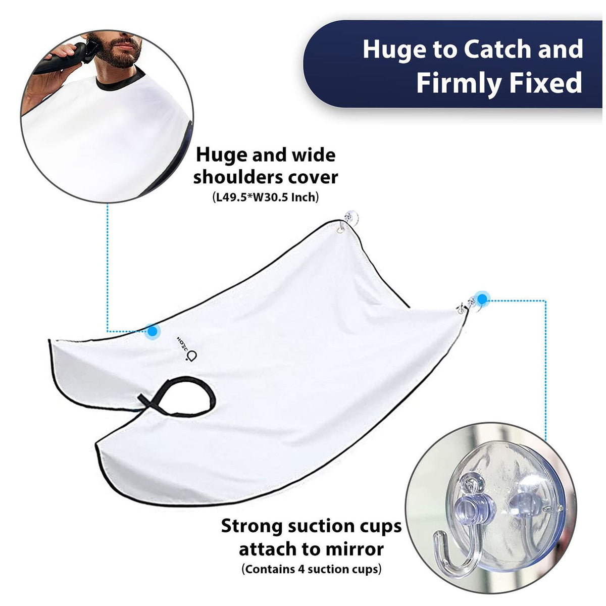 Mens Beard Hair Catcher for Shaving and Trimming, Non-Stick Beard Shave Cape, Grooming Accessories Tools & Gifts for Husband or Dad